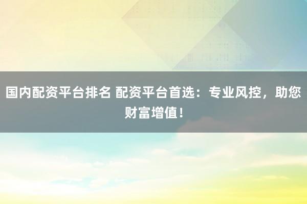 国内配资平台排名 配资平台首选：专业风控，助您财富增值！