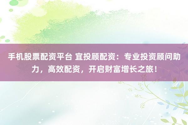 手机股票配资平台 宜投顾配资：专业投资顾问助力，高效配资，开启财富增长之旅！