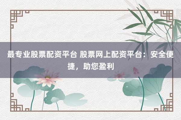 最专业股票配资平台 股票网上配资平台：安全便捷，助您盈利