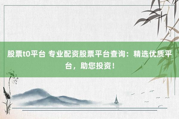 股票t0平台 专业配资股票平台查询：精选优质平台，助您投资！