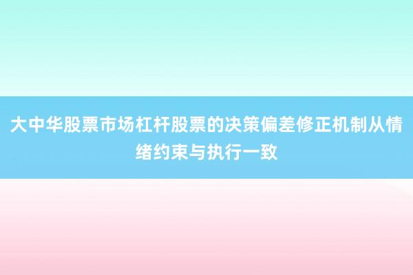 大中华股票市场杠杆股票的决策偏差修正机制从情绪约束与执行一致