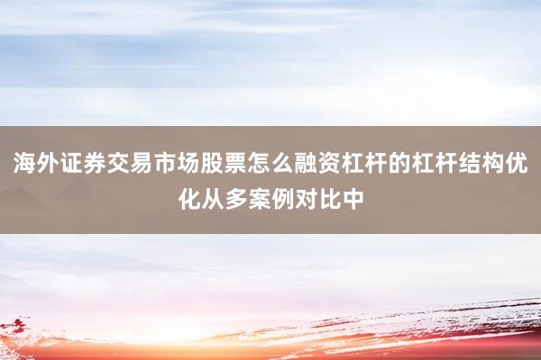 海外证券交易市场股票怎么融资杠杆的杠杆结构优化从多案例对比中