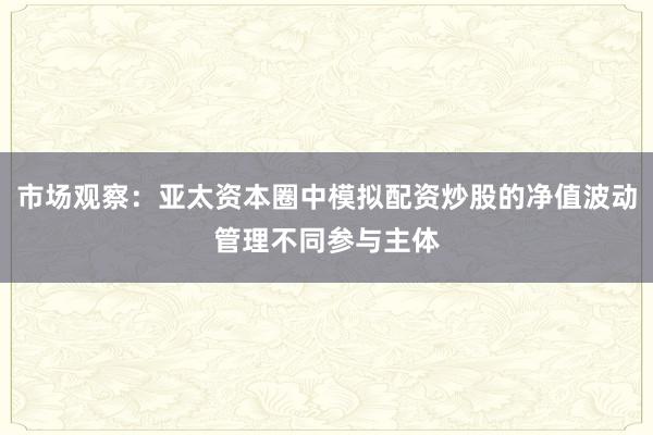 市场观察：亚太资本圈中模拟配资炒股的净值波动管理不同参与主体