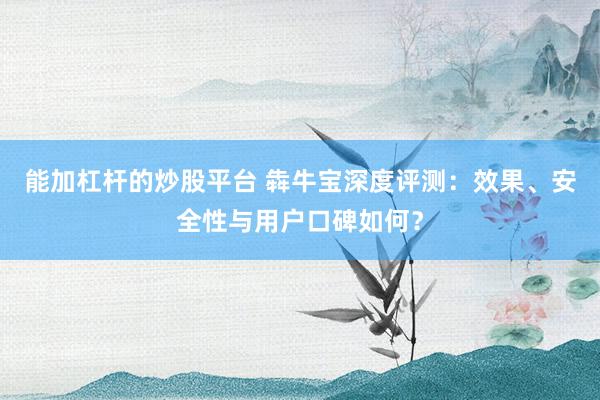 能加杠杆的炒股平台 犇牛宝深度评测：效果、安全性与用户口碑如何？