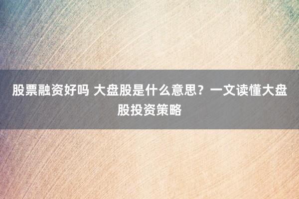 股票融资好吗 大盘股是什么意思？一文读懂大盘股投资策略